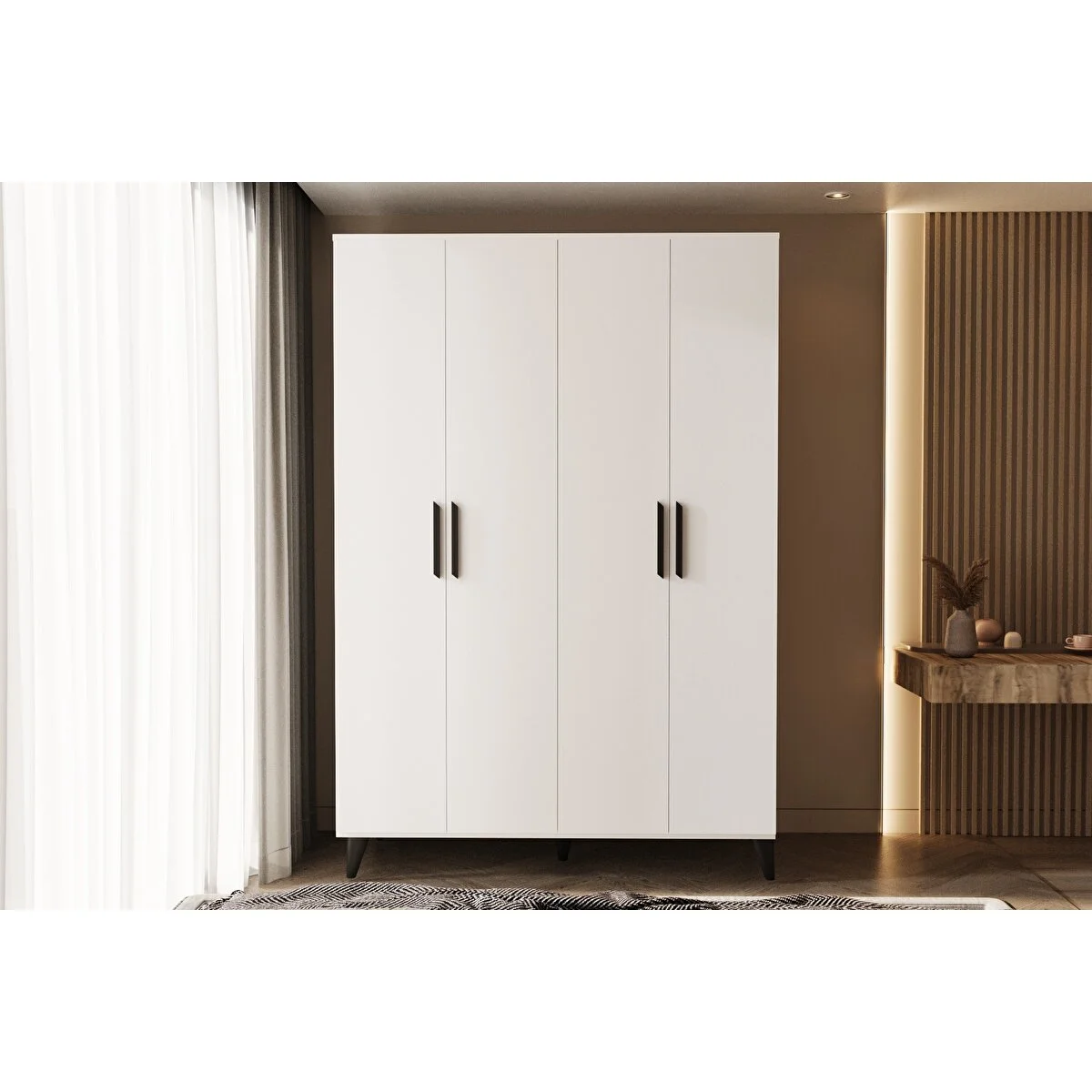 Metalia Gm 050-a Hayal Ayakli 4 Kapili Siyah Kulplu Gardirop Gardrop & Dolap Fiyatı