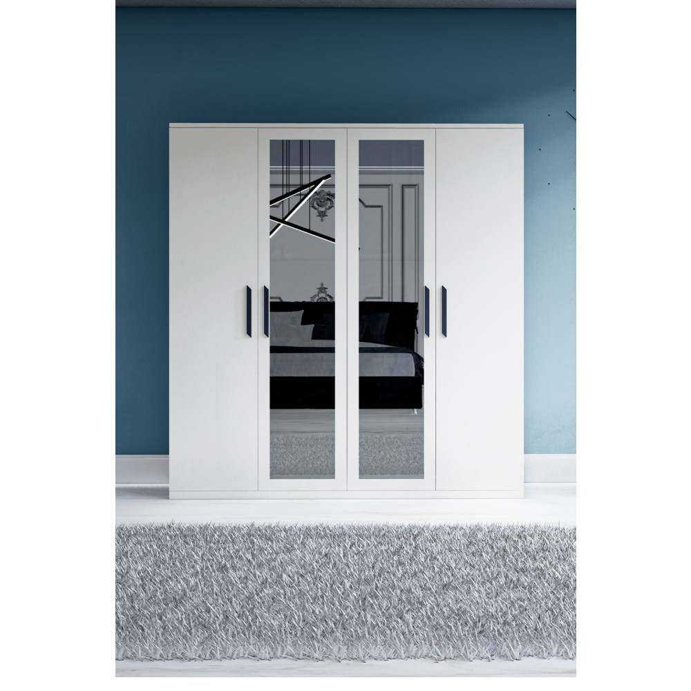 Metalia Gm 051 4 Kapılı Aynalı Gardrop Dolap 173 cm Beden Gardrop & Dolap Fiyatı