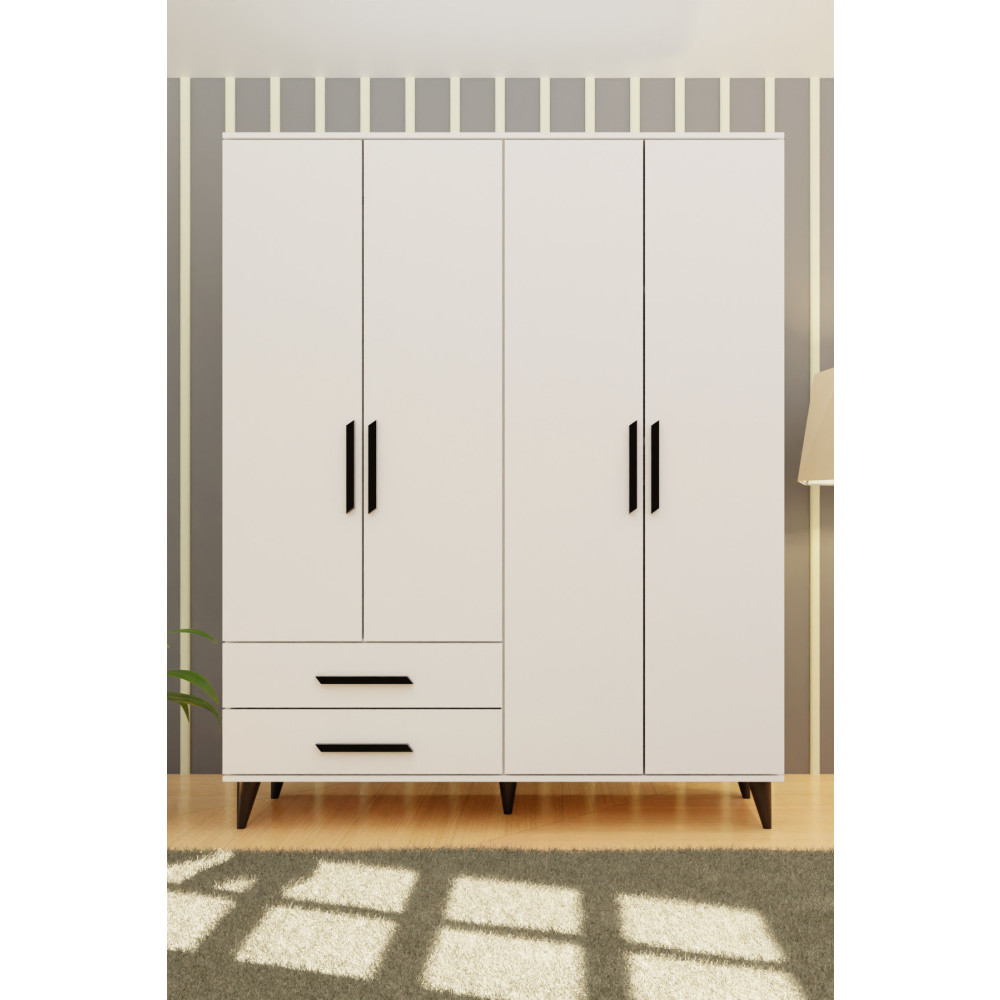 Metalia Gm 070-a Novado Siyah Kulplu Ayaklı Gardırop 175 cm Beden Gardrop & Dolap Fiyatı