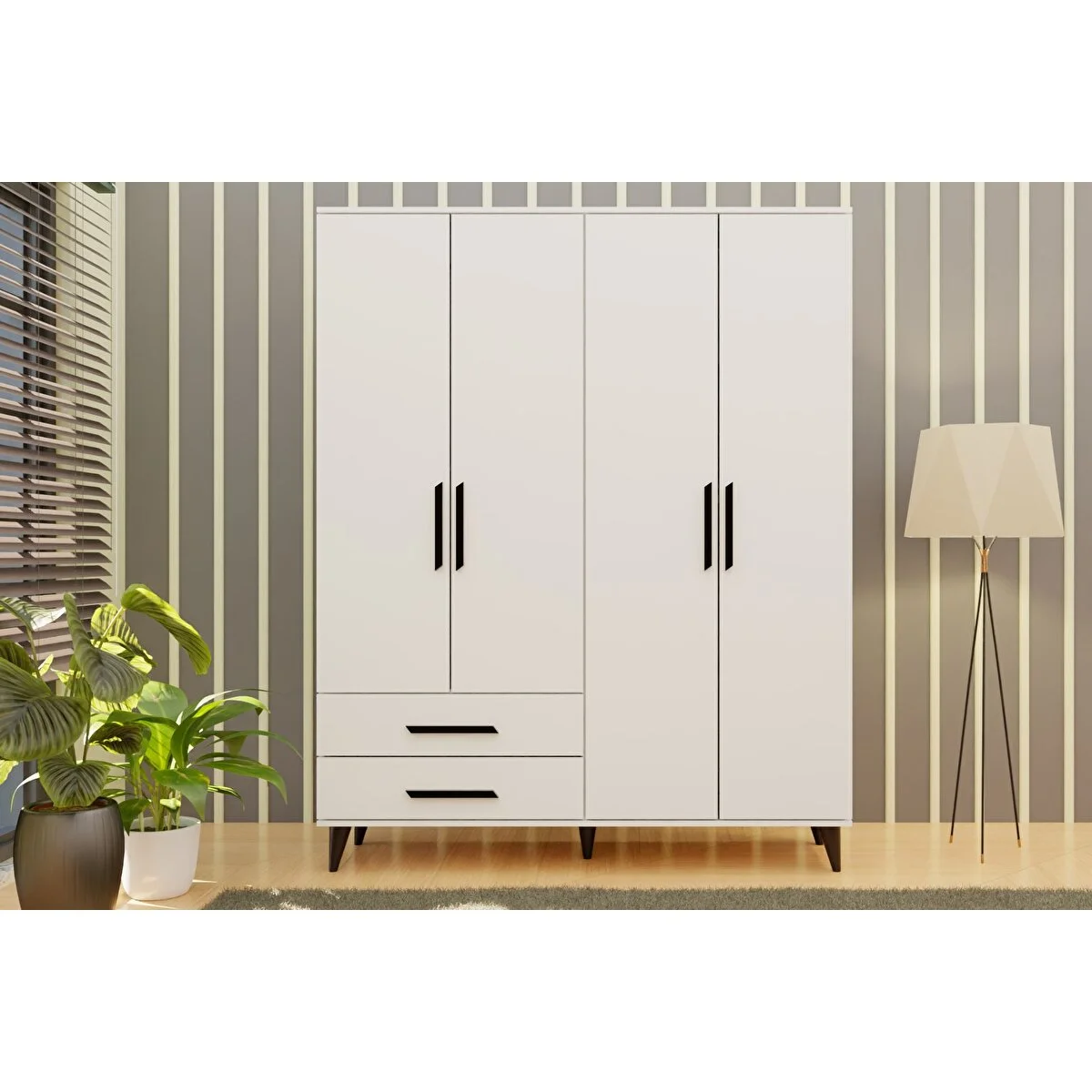 Metalia Gm 070-a Novado Siyah Kulplu Ayaklı Gardırop Gardrop & Dolap Fiyatı