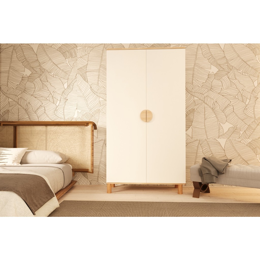 Metalia Gm 1002 2 Kapaklı Ayaklı Bohem Gardırop - Atlantik Çam - Beyaz Gardrop & Dolap Fiyatı