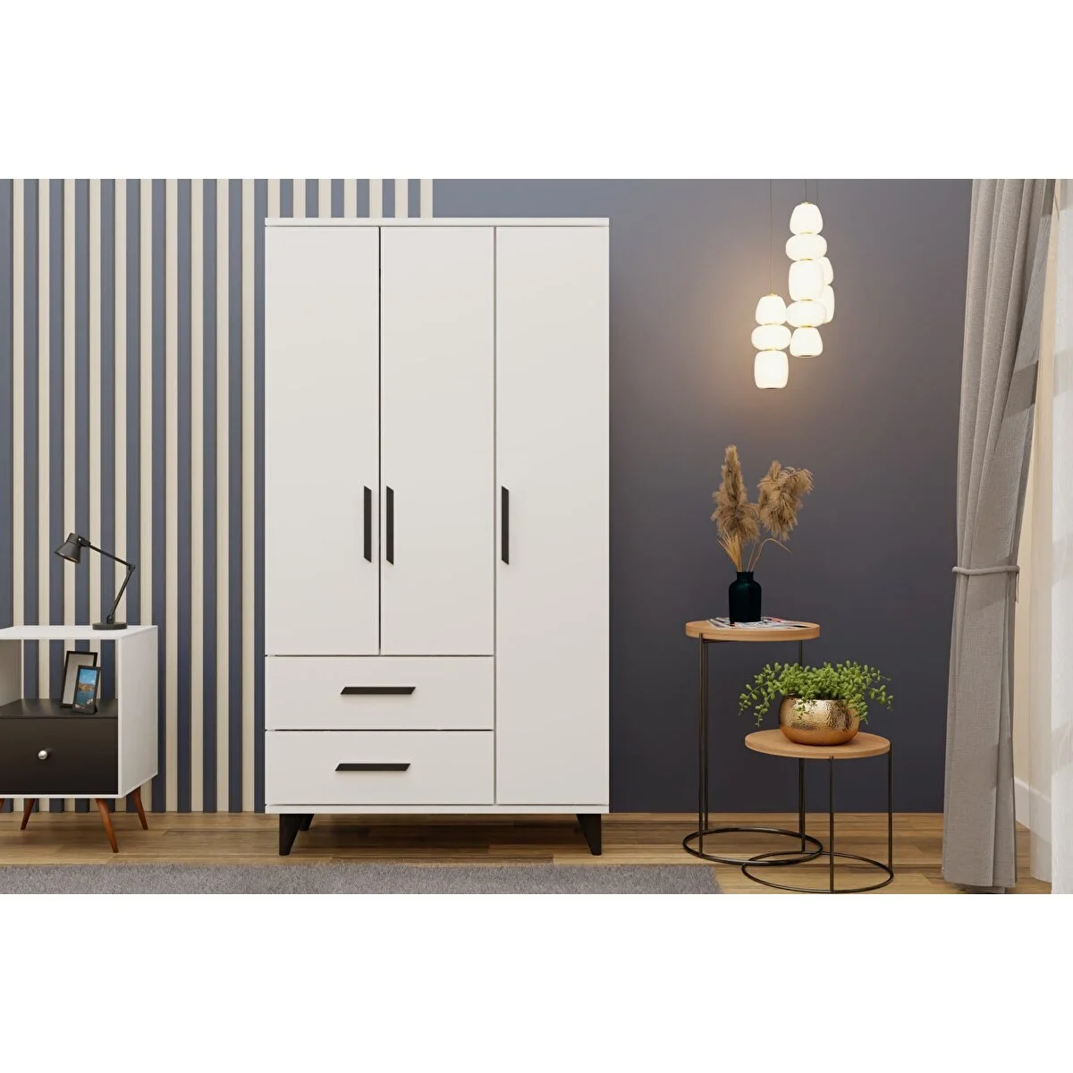 Metalia Gm 177-a Modena Ayakli Siyah Kulplu Gardirop Gardrop & Dolap Fiyatı