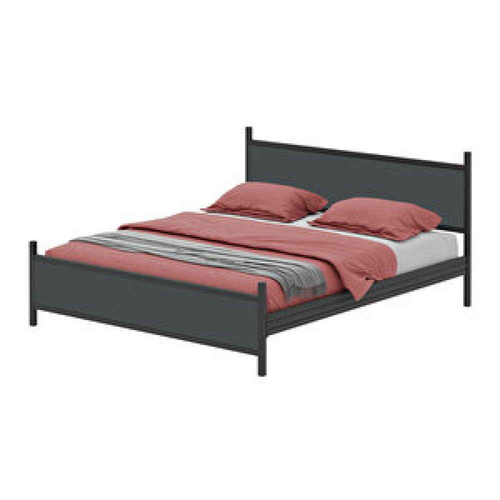 Metalia Gm 305 Modern Çift Kişilik Ahşap Metal Siyah Antrasit Gri Karyola 150x200 Cm Karyola Fiyatı