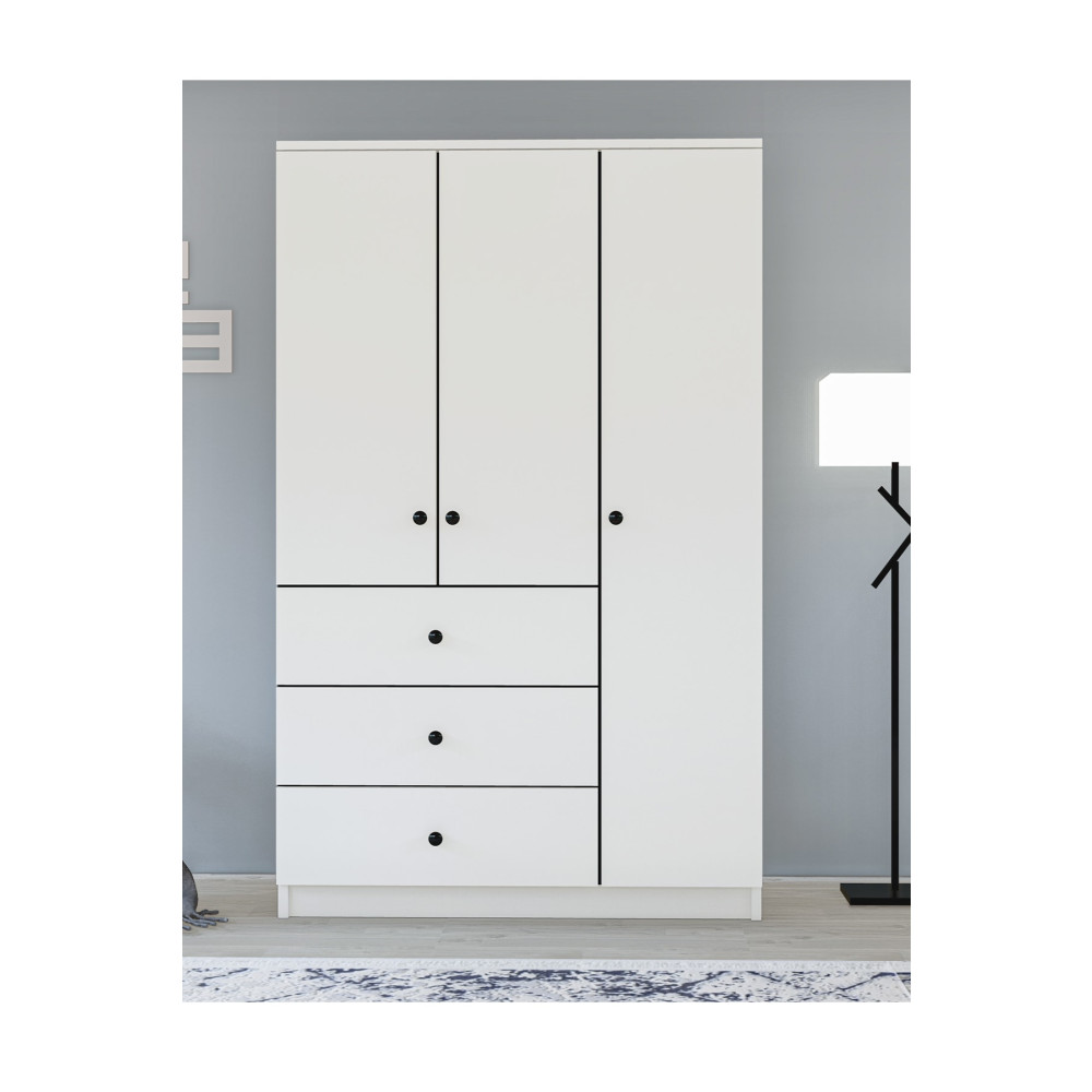 Metalia Gm 308 Ece Lüx 3 Kapı 3 Çekmeceli Düğme Kulplu Gardırop 173 cm Beden Gardrop & Dolap Fiyatı