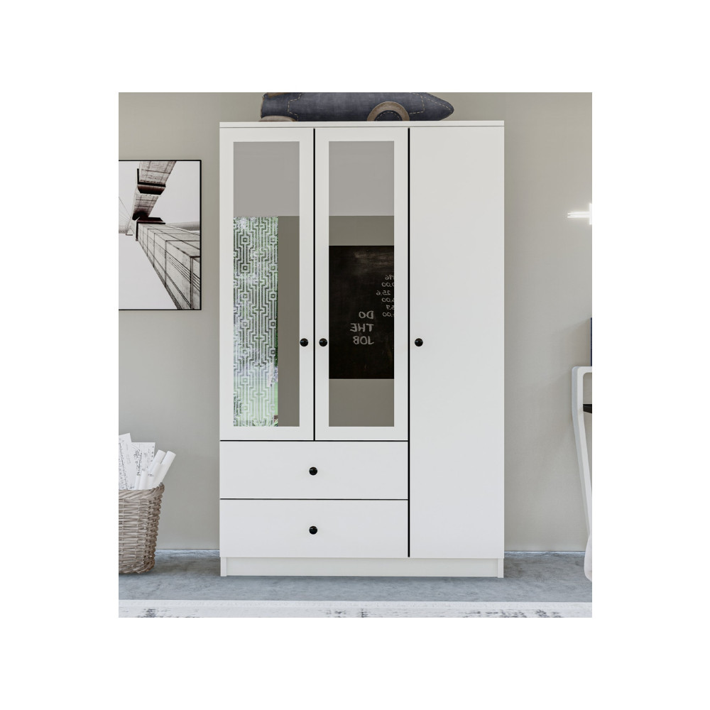 Metalia Gm 853 Home 3 Kapılı 2 Çekmeceli Düğme Kulplu Aynalı Gardırop 175 cm Beden Gardrop & Dolap Fiyatı