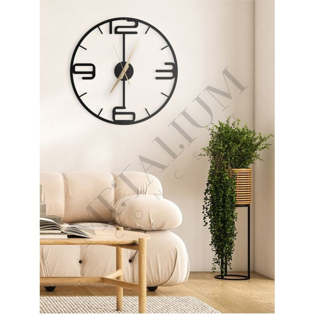 Metalium Concept Dekoratif Sessiz Siyah Metal Duvar Saati 45X45CM - 45 x 45 cm Masa Saati Fiyatı