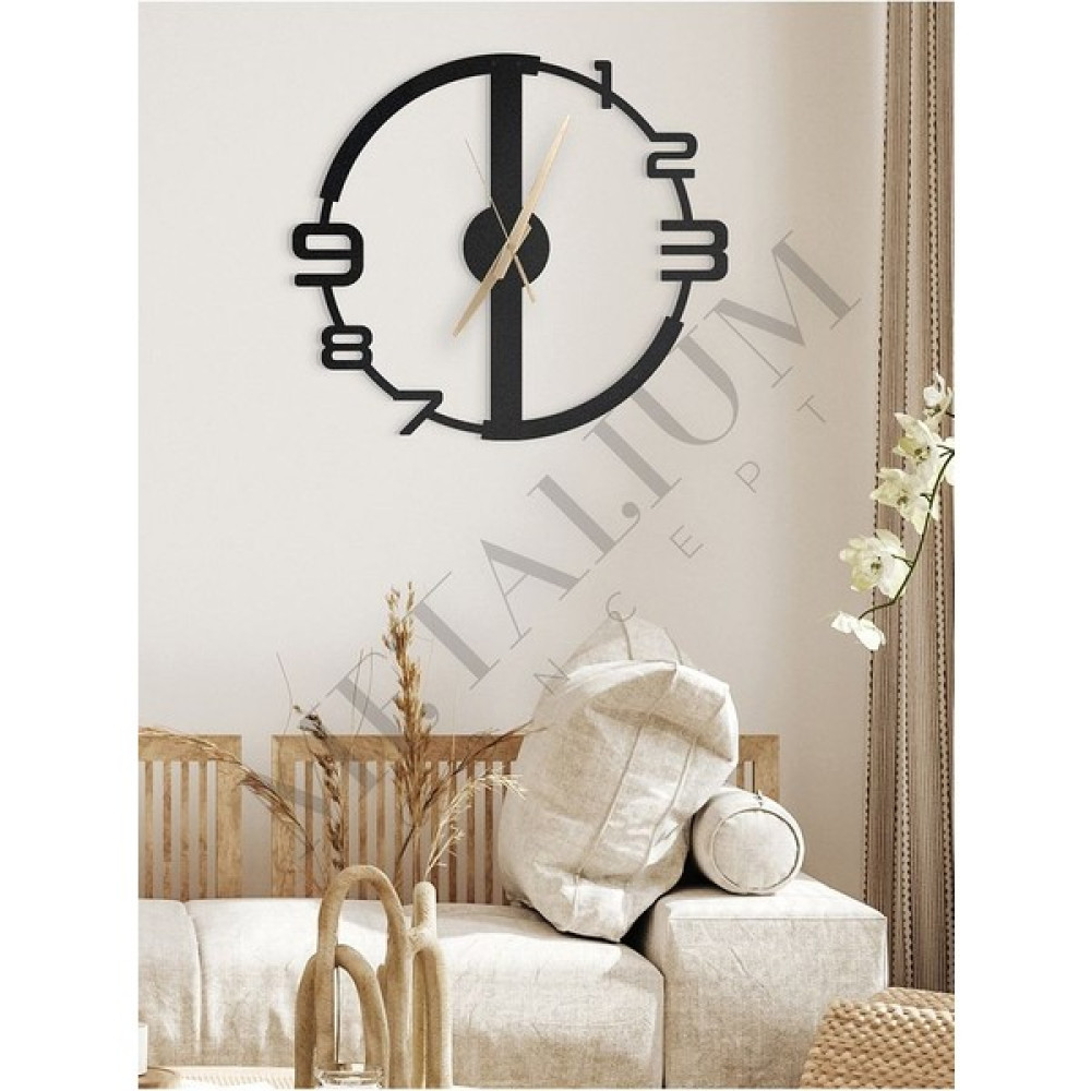Metalium Concept Dekoratif Sessiz Siyah Metal Duvar Saati 60X60CM - 60 x 60 cm Masa Saati Fiyatı