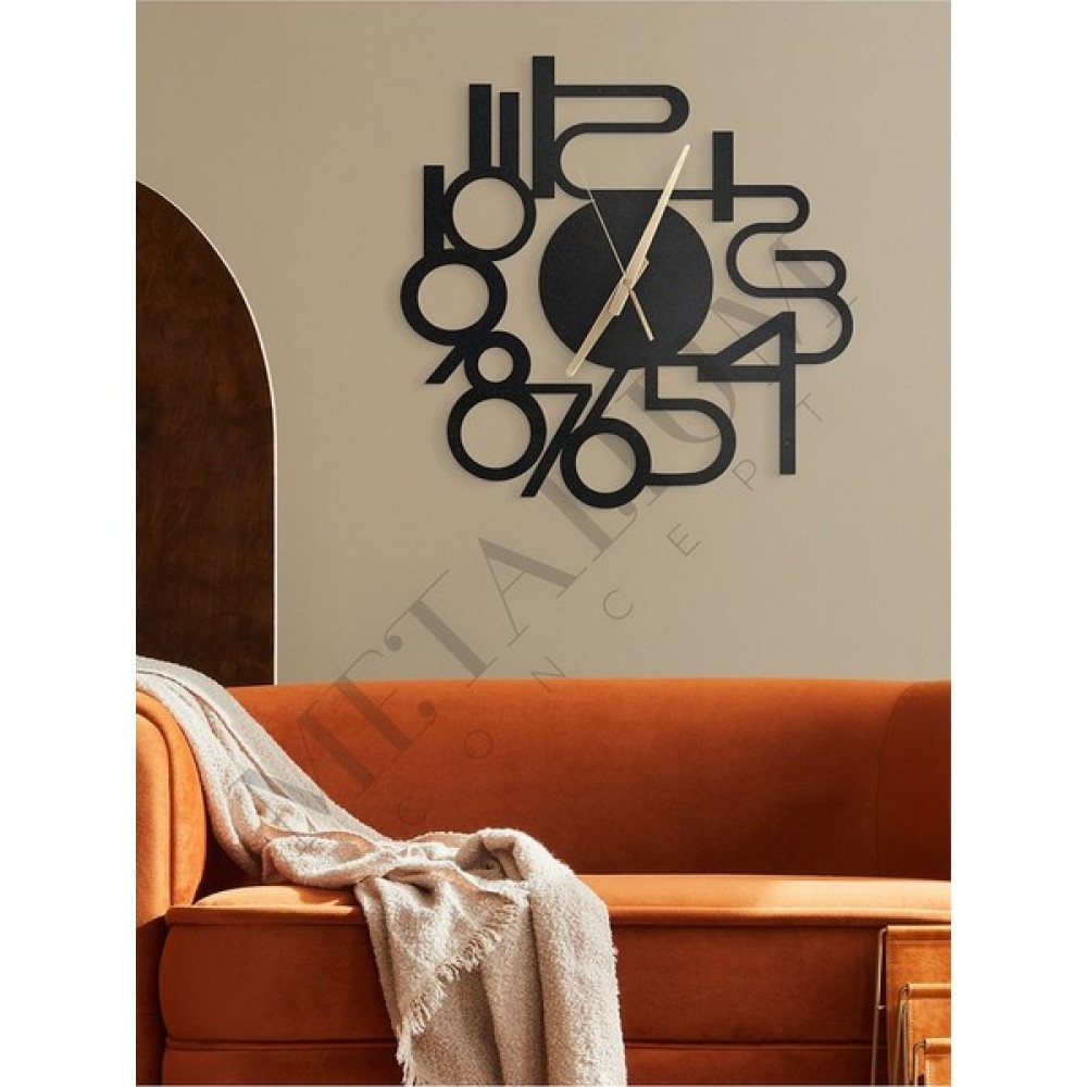 Metalium Concept Dekoratif Türkçe Rakamlı Sessiz Siyah Metal Duvar Saati 45X45CM - 45 x 45 cm Masa Saati Fiyatı