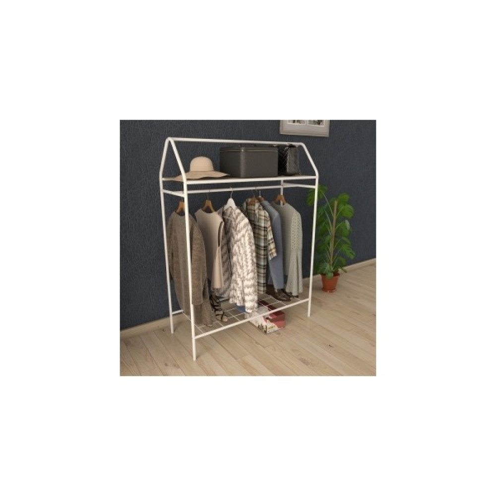 Metallica Concept Home Hanger Beyaz Konfeksiyon Askısı Raflı Butik Askı Konsept Askılık Vestiyer Fiyatı
