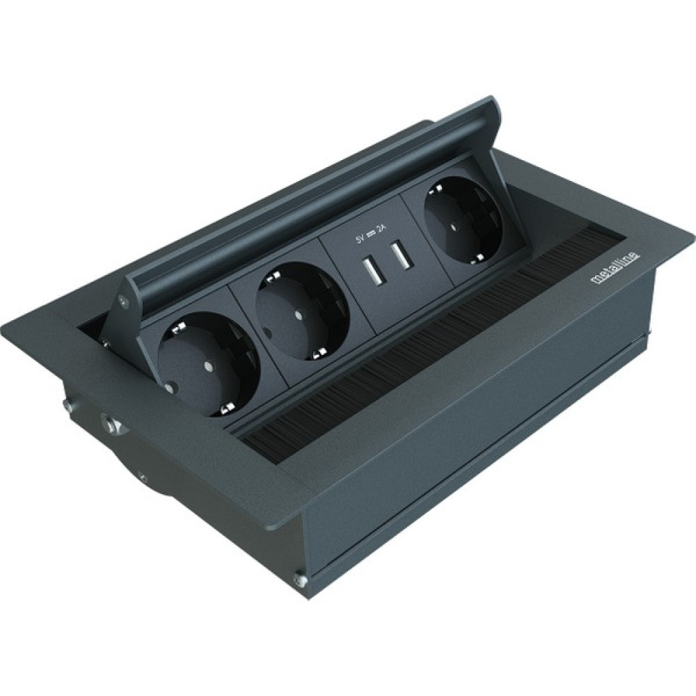 Metalline Metalline® Revo-Line Dönmeli Masaüstü Priz Kutusu USB - Antrasit - yok Prizler Fiyatı