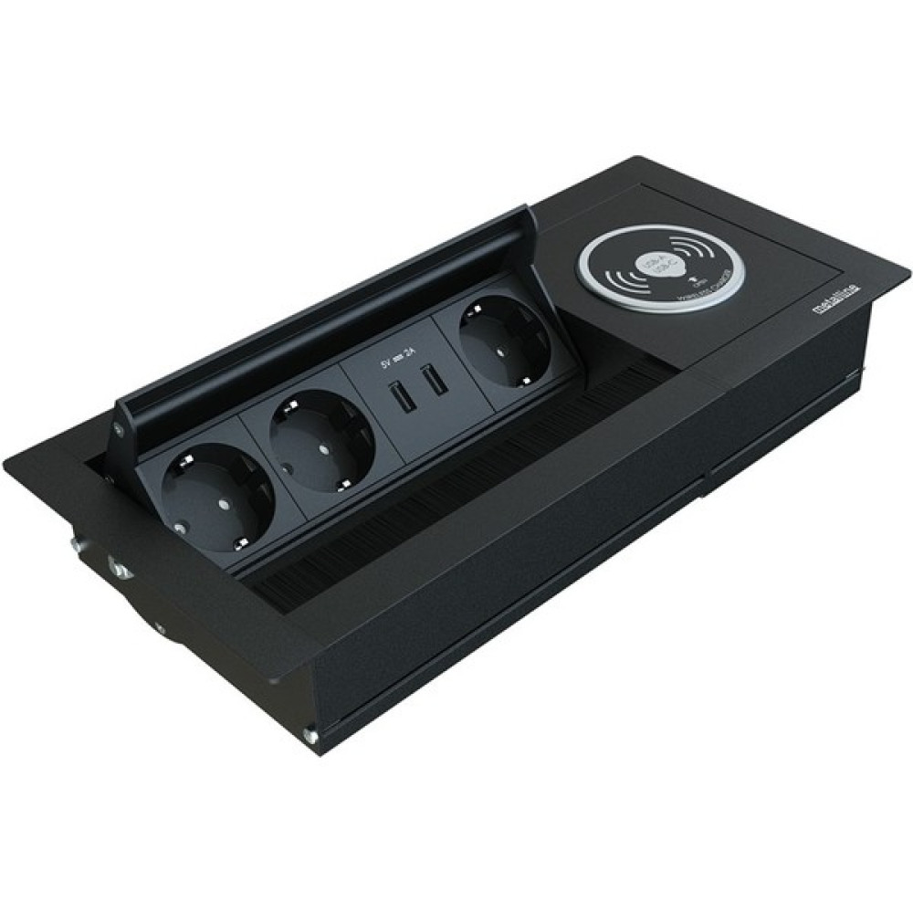 Metalline Metalline® Revo-Line Dönmeli Masaüstü Priz Kutusu Wireless USB - Siyah - yok Prizler Fiyatı