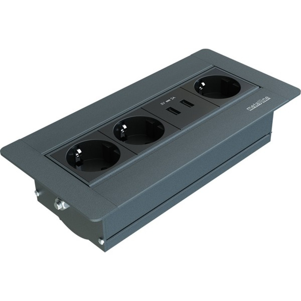 Metalline Metalline® Sole-Line Dönmeli Masaüstü Priz Kutusu USB - Antrasit - yok Prizler Fiyatı