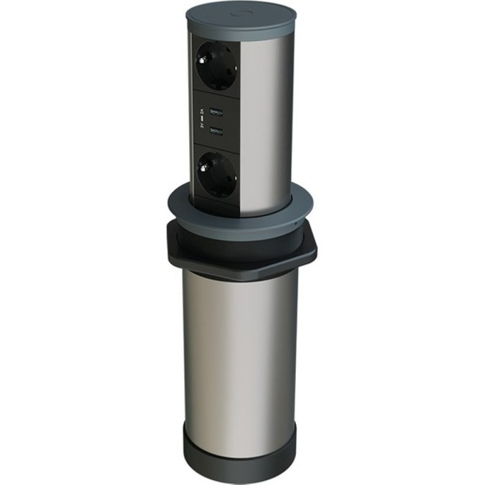 Metalline Metalline® tower-Line Bas-Aç Masaüstü Priz Kutusu USB - Antrasit - yok Prizler Fiyatı