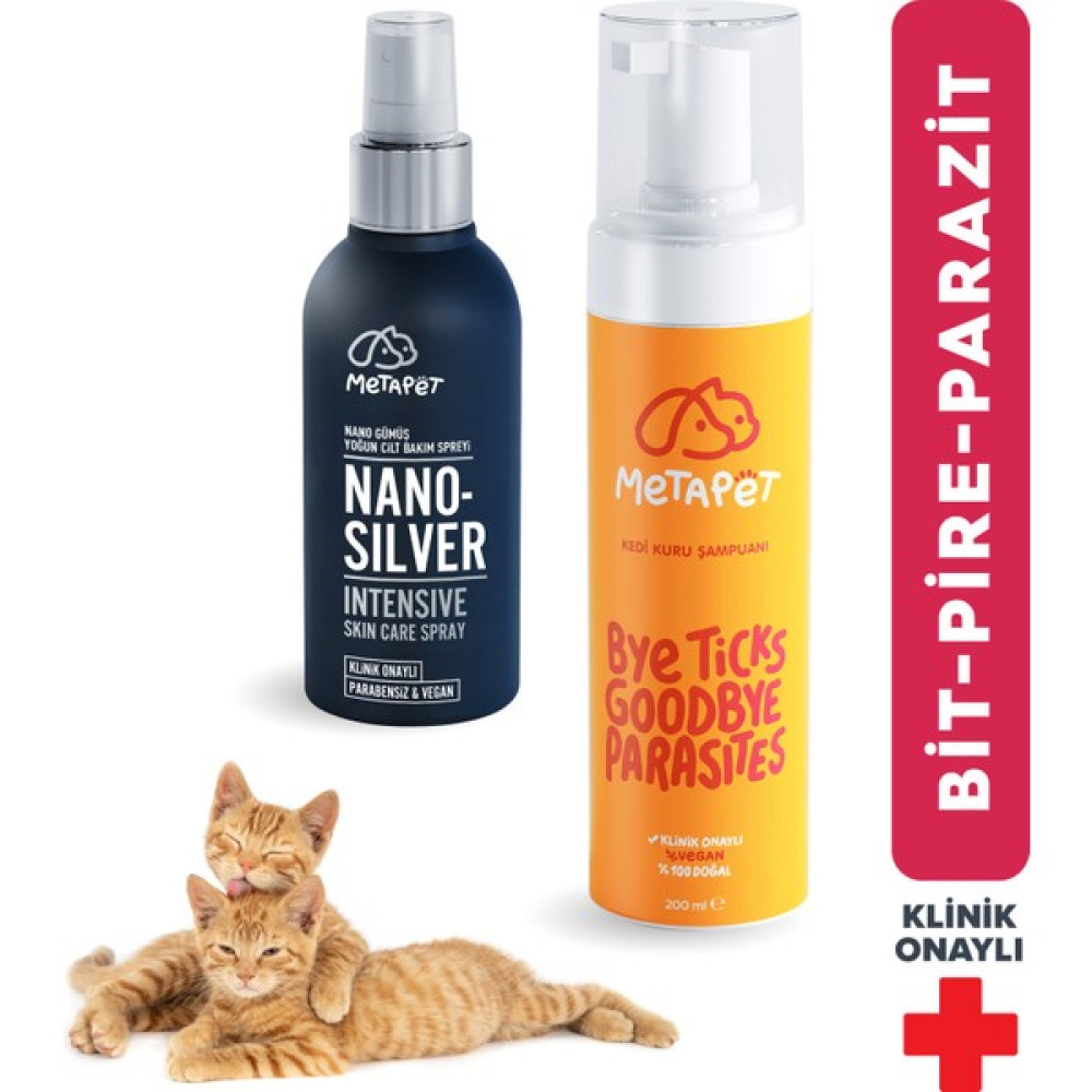 Metapet Kedi Kuru Şampuan Nano Gümüş, Bit Pire Dış Parazit Kene Önleyici Tasması Ile Kullanılabilir Evcil Hayvan Ürünleri Fiyatı