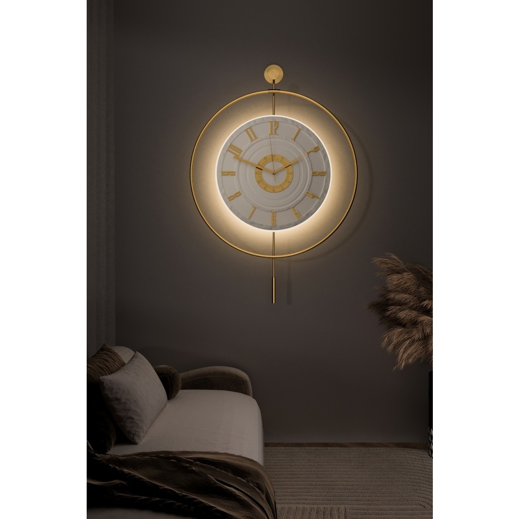 MetaQuartz Aksesuar 7-24H - Büyük Boy -Timelless Kristal (Pilli) (Quartz ),Metal Duvar Saati - 50 x 75 cm - Gold Duvar Saati Fiyatı