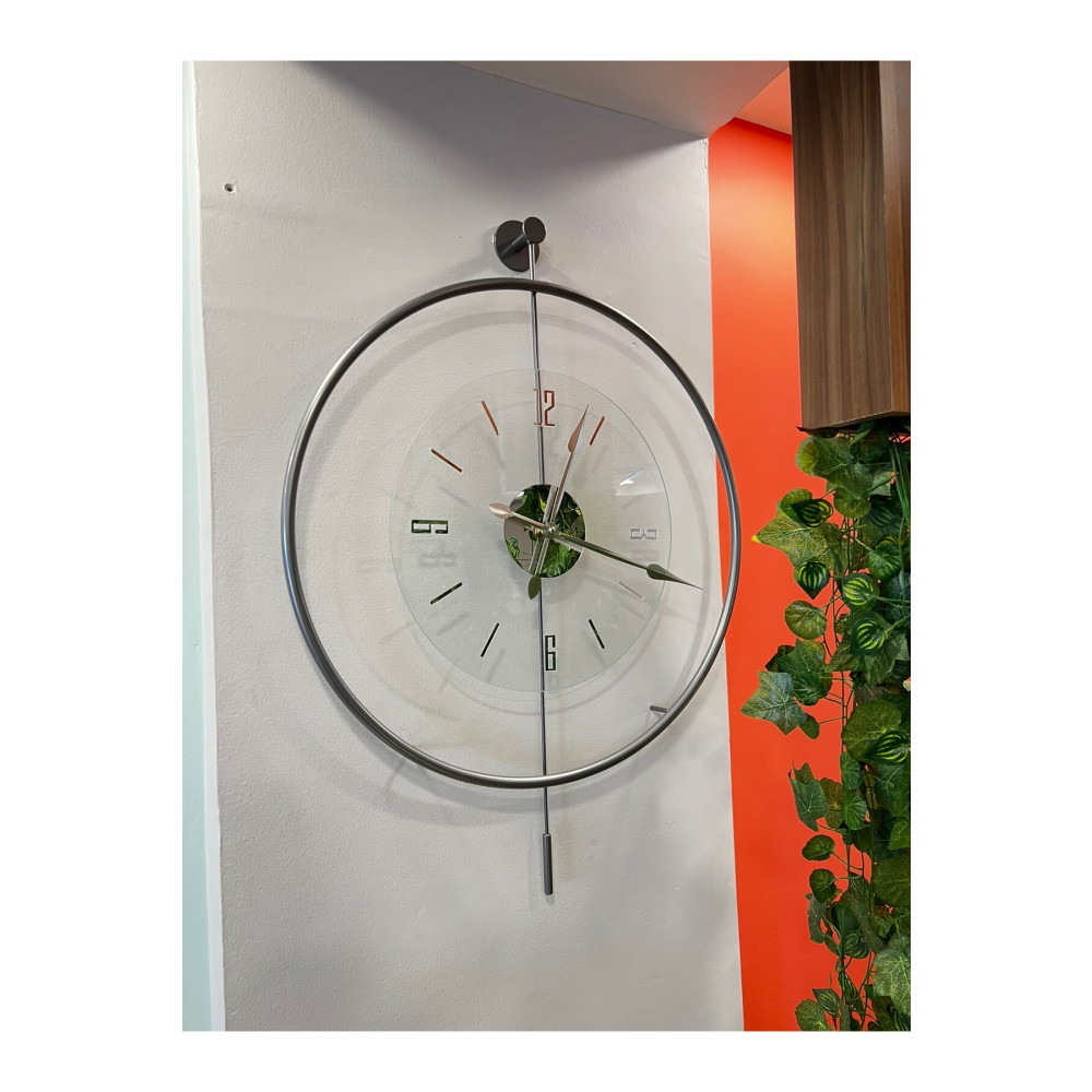 MetaQuartz Aksesuar Mat Gri Luxry Şeffaf Cam Timelless 60 Cm Metal Dekoratif Camlı Lüx Duvar Saati Duvar Saati Fiyatı