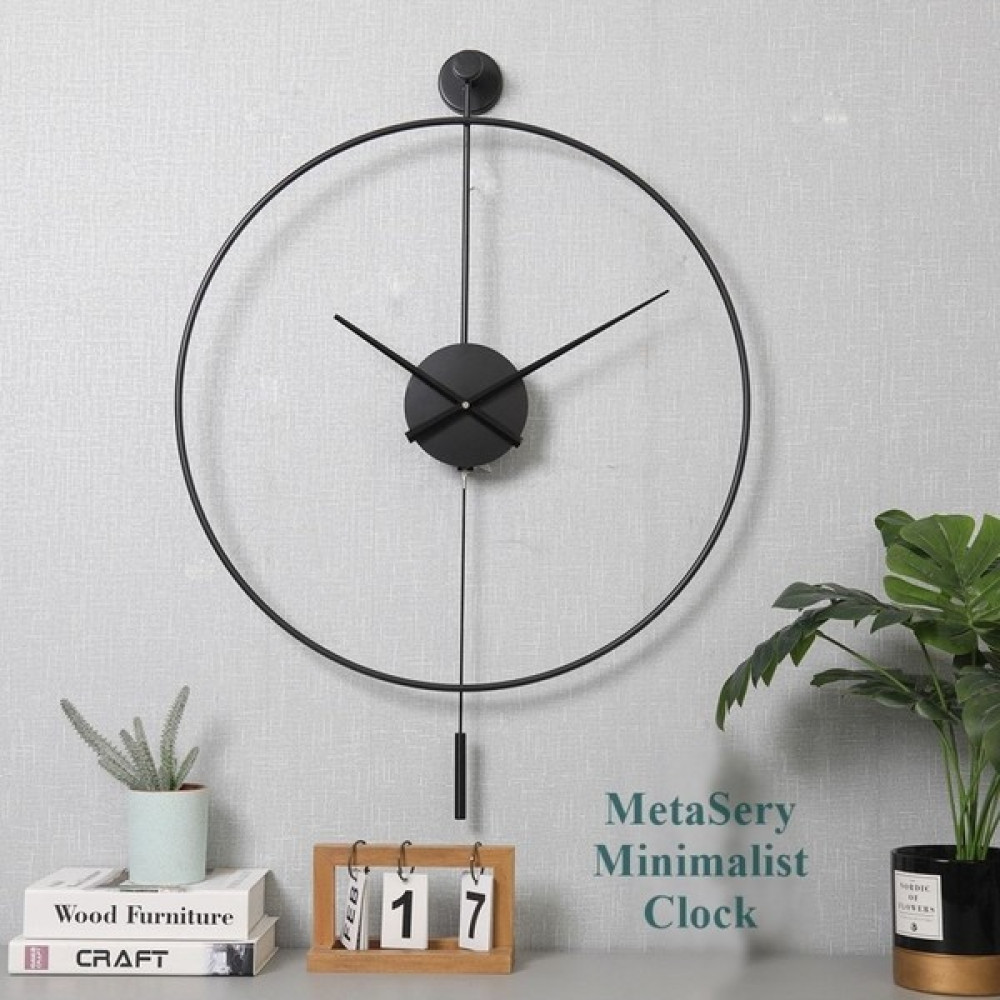 MetaQuartz Aksesuar Yuvarlak (Küçük Boy) Siyah Tiktok , Siyah 18 cm Metal Akrep Yelkovan , Modern Sarkaçlı Metal Duvar - Ahşap - 1 cm Dekoratif Saat Fiyatı