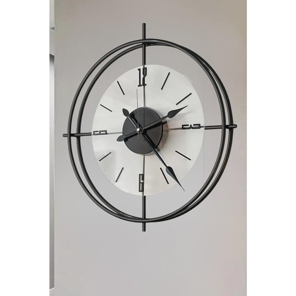 MetaQuartz Aksesuar(Büyük Boy - 55*55 cm)Siyah Deluxe Şeffaf Cam Iskandinav (Çiftçember Camlı)Modern Dekoratif Camlı Duvar Saati - 60 x 60 cm - Siyah Duvar Saati Fiyatı