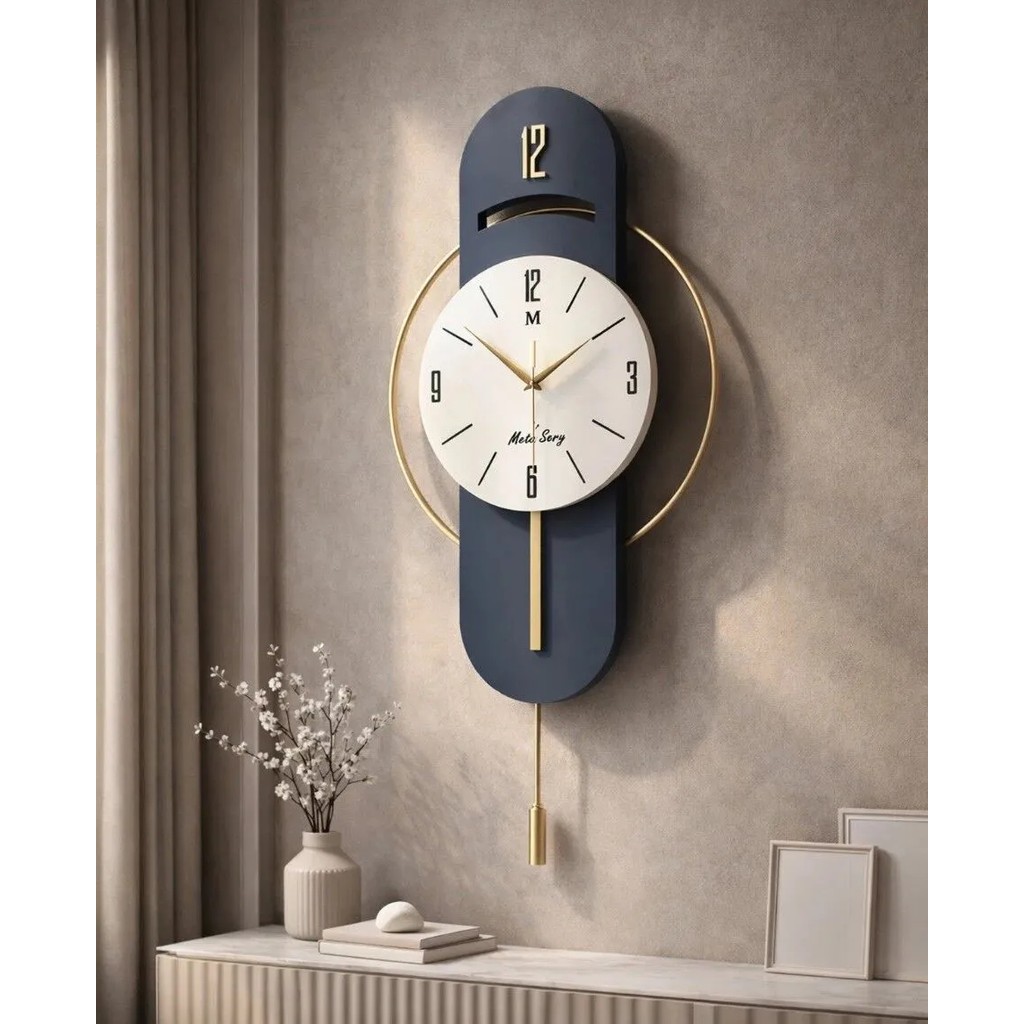 MetaQuartz AksesuarLacivert Milano-Led Yok (Sarkaç Otomatik Değil )- ABS KADRAN Time Modern Dekoratif Duvar Saati - 40 x 82 cm - Lacivert Duvar Saati Fiyatı