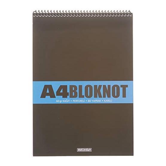 Meteksan A4 80 Yaprak Kareli Spiralli Bloknot