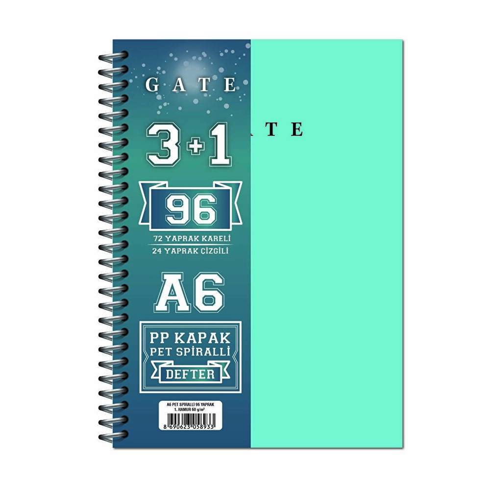 Meteksan Gate A6 96 Yaprak 3+1 Pp Kapak Spiralli Not Defteri Defter & Kağıt Ürünleri Fiyatı