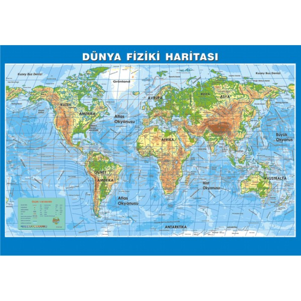 Meteor Dünya Haritası Çıtalı Askılı 70 x 100 Harita & Küre Fiyatı