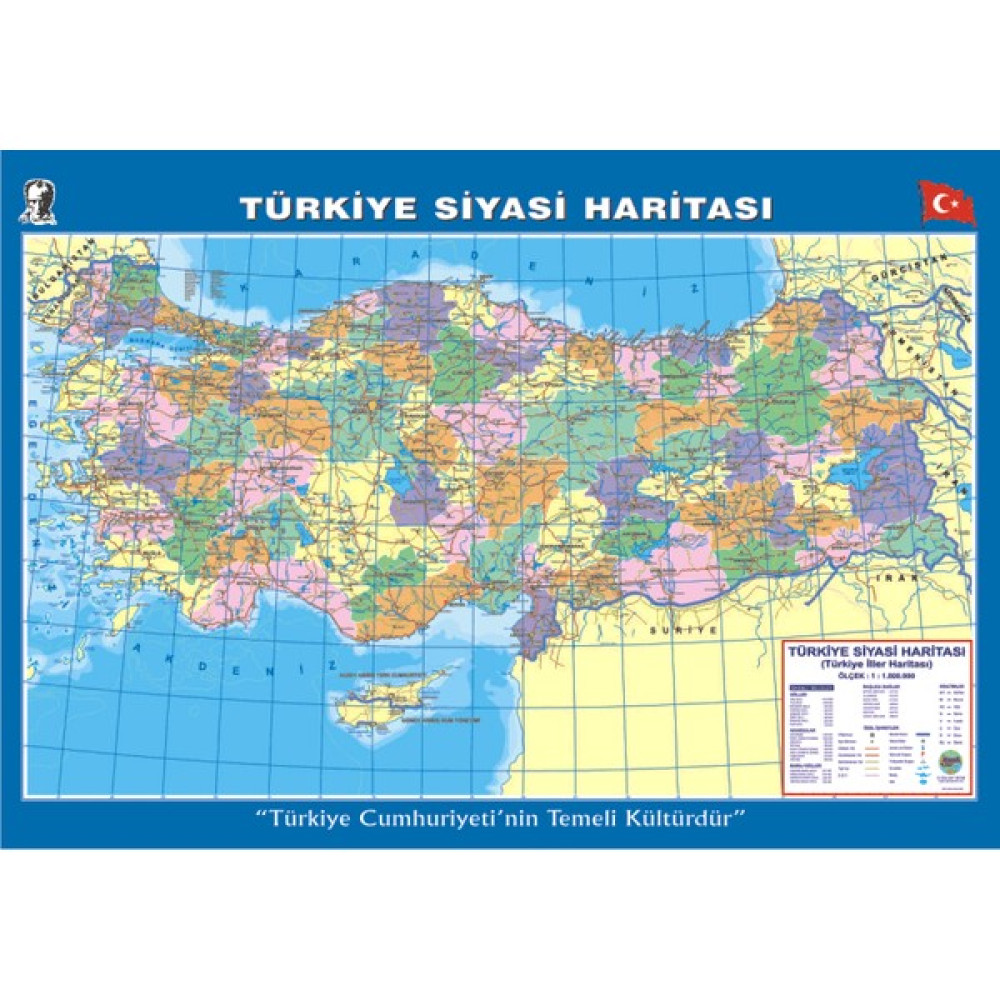Meteor Türkiye Haritası Çıtalı Askılı70 x 100 Harita & Küre Fiyatı
