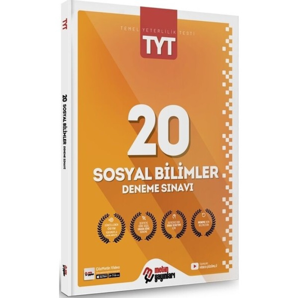 Metin Yayınları TYT Sosyal Bilimler 20 Deneme Kaynak Kitapları Fiyatı
