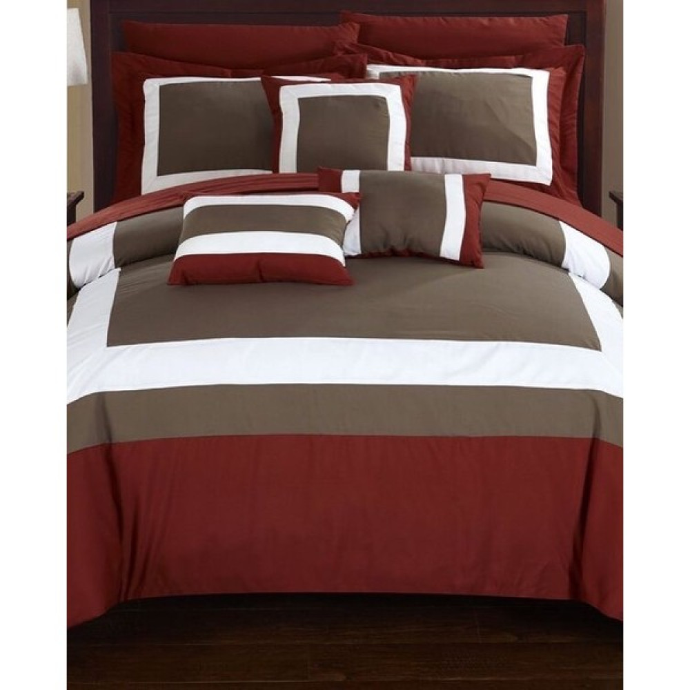 Metinev Battal Boy Bordo Kahve Beyaz Pamuk Saten Nevresim Takımı - Renkli - 220 x 240 cm Nevresim Takımı Fiyatı