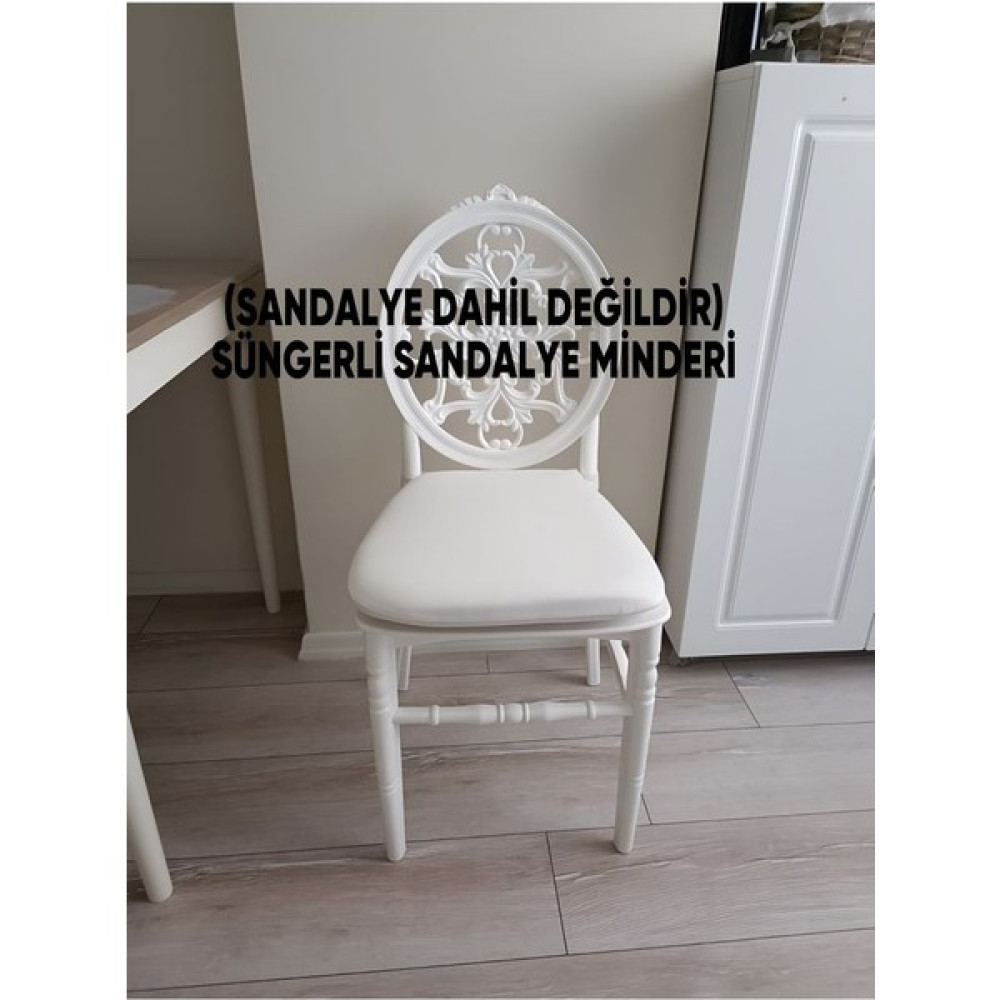 Metinev Standart Sandalye Minderi, Süngerli Beyaz Renk Tfany Sandalye ve Demir Sandalyelere Uygun Puf Fiyatı