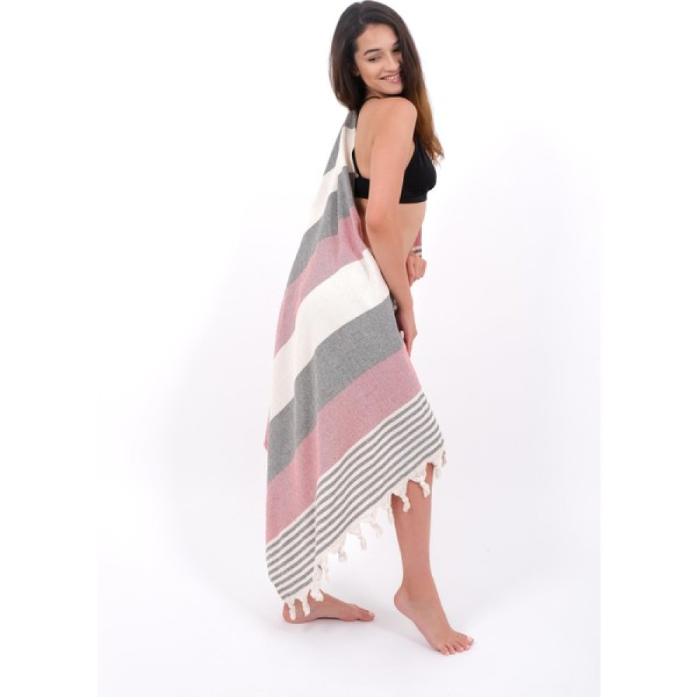 Metis Tekstil 100 x 180 cm Saçaklı Peştamal Renkli - Kırmızı - Gri Peştamal Fiyatı