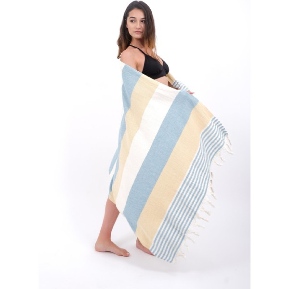 Metis Tekstil 100 x 180 cm Saçaklı Peştamal Renkli - Sarı - Mavi Peştamal Fiyatı