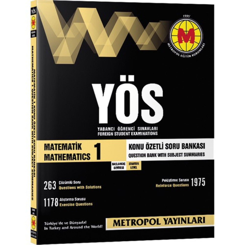 Metropol Yayınları 2023 Yeni Dönem-Yös Matematik-1 Konu Özetli Soru Bankası (Başlangıç Seviyesi) Kaynak Kitapları Fiyatı