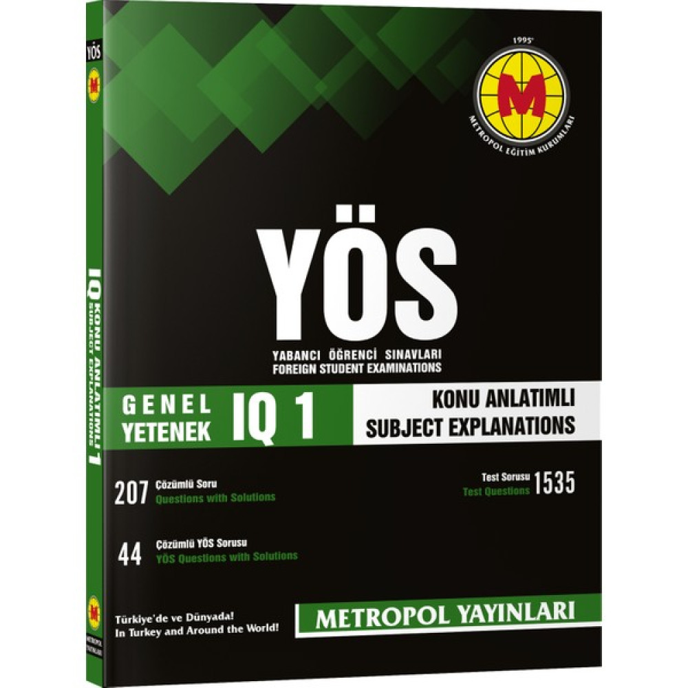 Metropol Yayınları YÖS Genel Yetenek (IQ)-1 Konu Anlatımlı - Örnek Çözümlü Eğitim Setleri Fiyatı