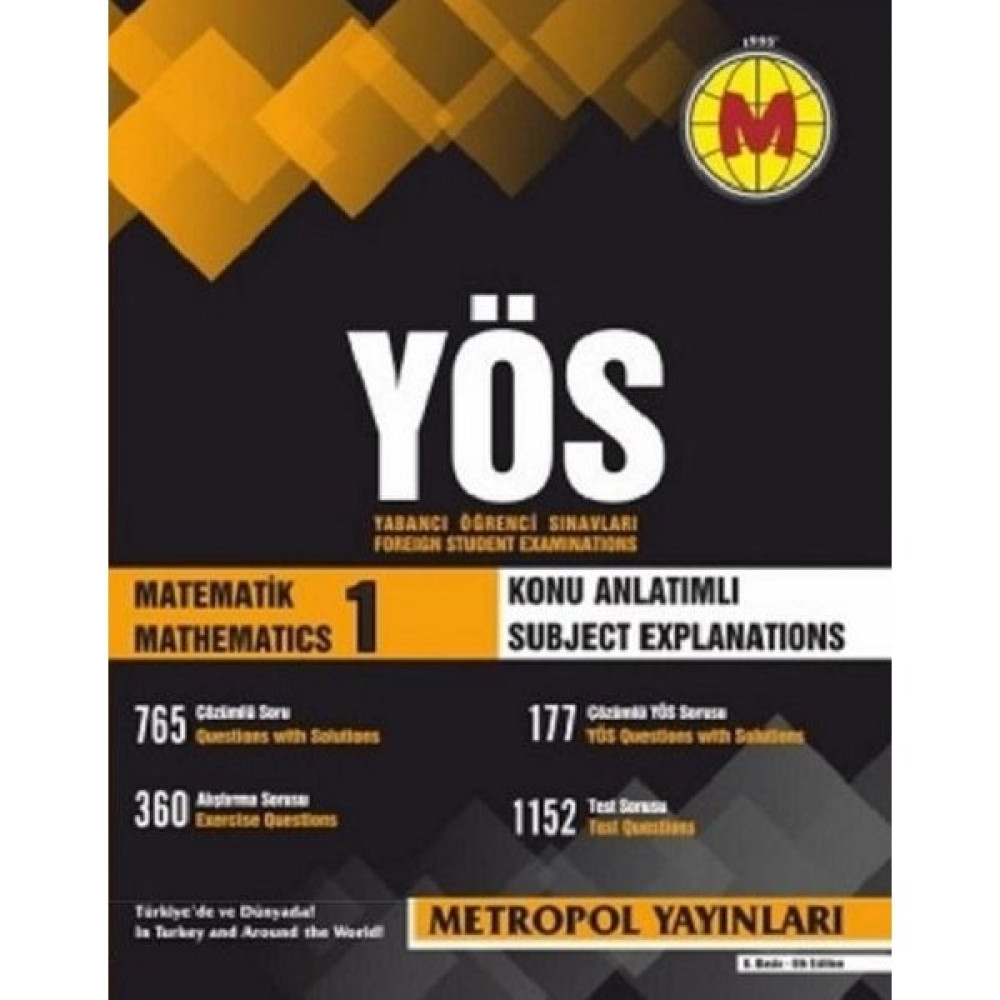 Metropol YÖS Matematik 1 Konu Anlatımlı Örnek Çözümlü Kaynak Kitapları Fiyatı
