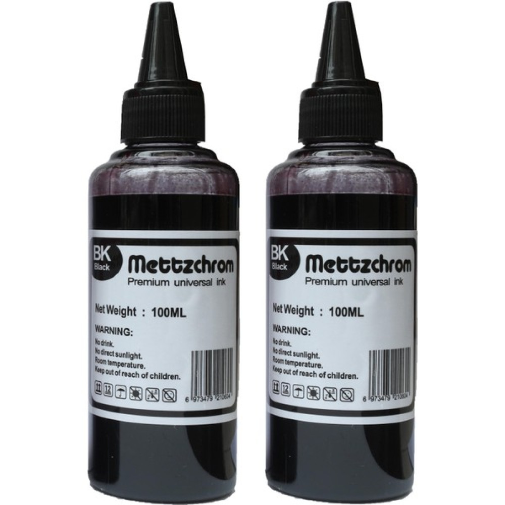 Mettzchrom Orjinal Ecotank Mürekkebi 200ML Ecotank Canon Hp Epson Uyumlu Siyah (Black) Renk 2X100ML Mürekkep Kartuşlar Fiyatı