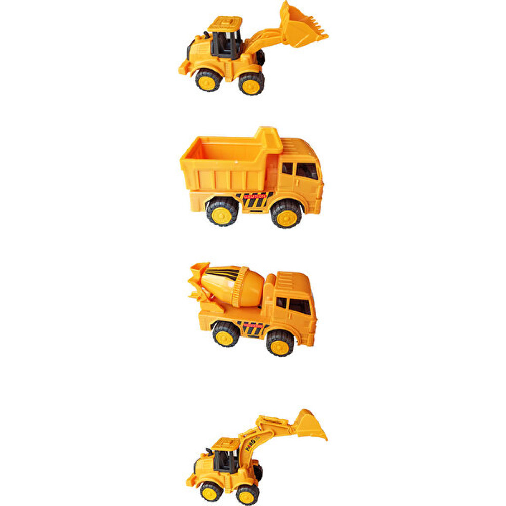 Meva Oyuncak İş Makinaları Sürtmeli 4'lü Set - Dozer + Kepçe + Mikser + Kamyon Oyuncak Araç Fiyatı