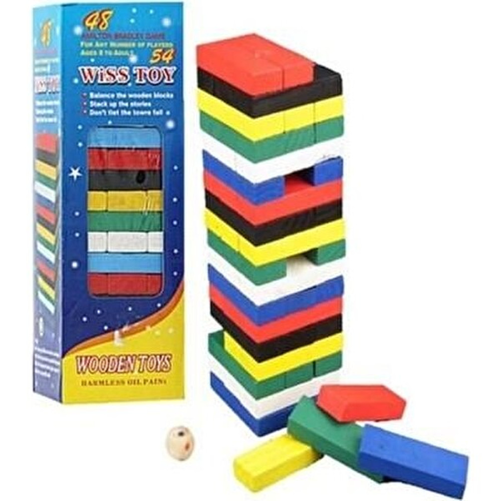 Mevafa Ahşap Renkli Denge Jenga Oyunu Çocuk Oyun Oyuncak Peluş Oyuncaklar Fiyatı