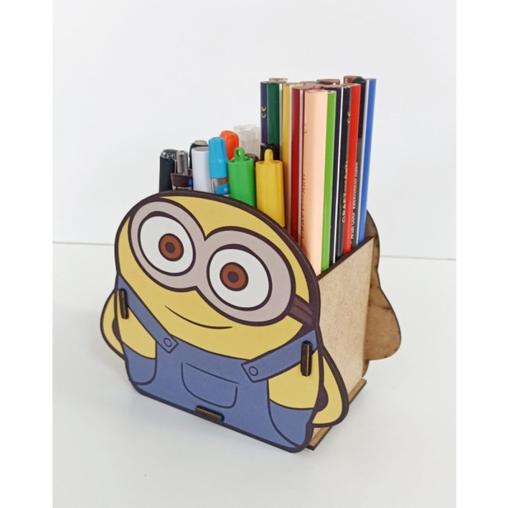 Mevaks Ahşap Demonte Minion Ofis ve Çocuklar Için Masaüstü Kalemlik Kalem Kutusu Makyaj Organizer - Renkli Kalemlik Fiyatı