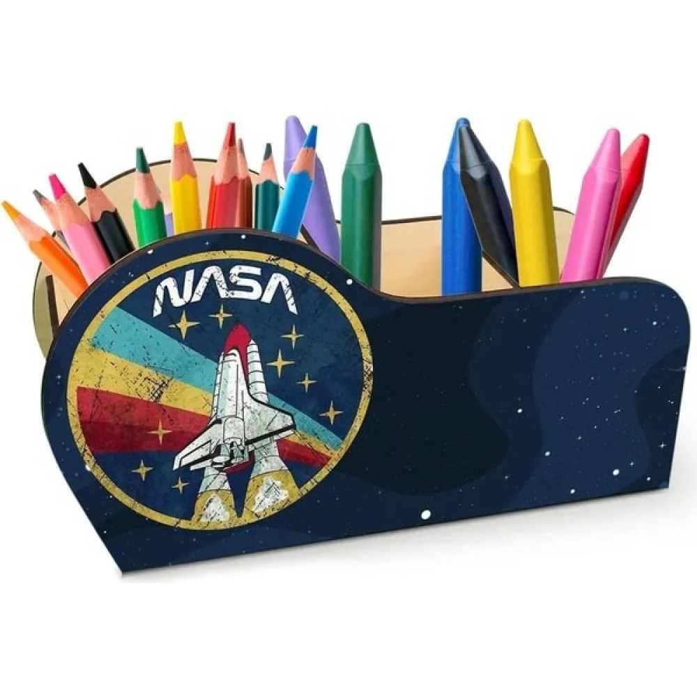 Mevaks Ahşap Nasa Space Desenli Masaüstü Kalemlik Kalem Kutusu Organizer Ofis Makyaj Kalemlik (Kalem Kutusu) Fiyatı