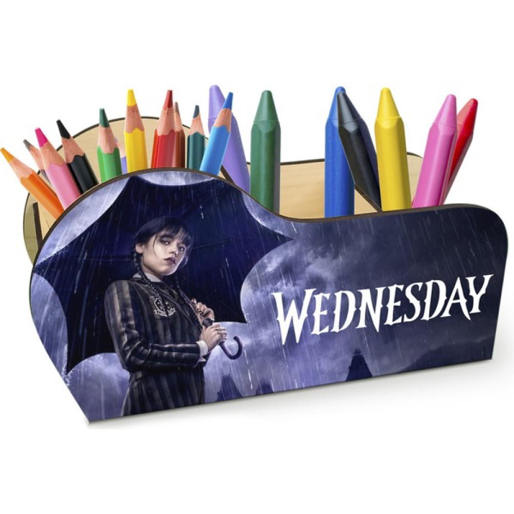 Mevaks Ahşap Wednesday Desenli Masaüstü Kalemlik Kalem Kutusu Organizer Ofis Makyaj Kalemlik Fiyatı