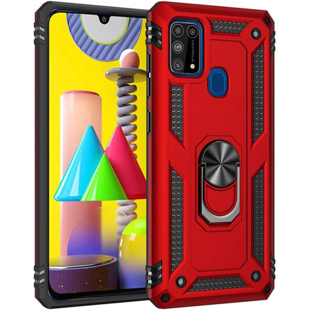 Mevatel Samsung Galaxy M31 Zırhlı Standlı Yüzüklü Kılıf - Kırmızı Cep Telefonu Kılıfı Fiyatı
