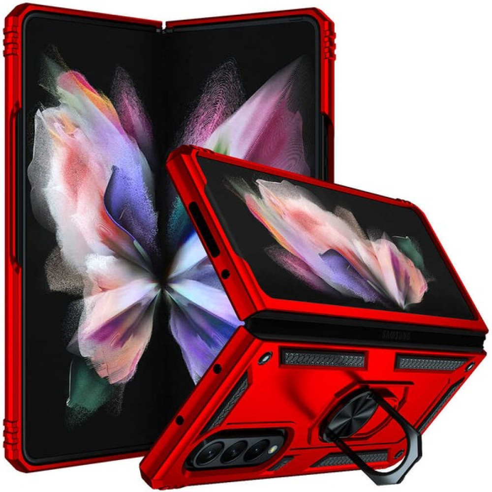 Mevatel Samsung Galaxy Z Fold 3 Zırhlı Standlı Yüzüklü Kılıf - Kırmızı Cep Telefonu Kılıfı Fiyatı