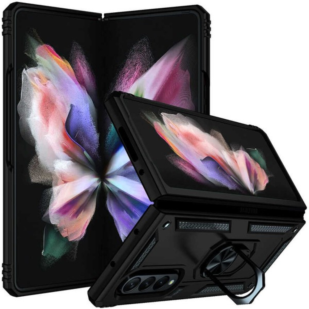 Mevatel Samsung Galaxy Z Fold 3 Zırhlı Standlı Yüzüklü Kılıf - Siyah Cep Telefonu Kılıfı Fiyatı