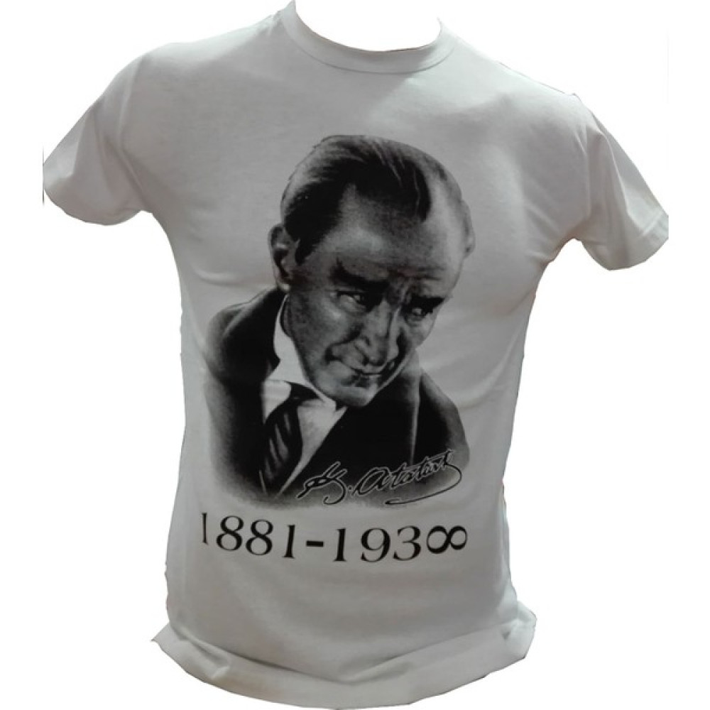 Mevlana Giyim Beyaz Renk Atatürk Sonsuzluk Tişört 23 Nisan 29 Ekim 10 Kasım Tişörtleri Erkek T-shirt Fiyatı