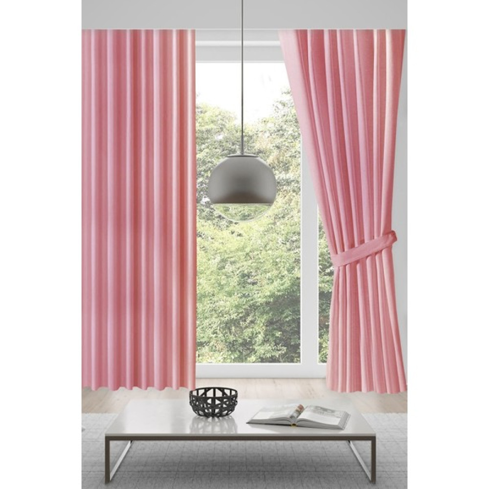 Mevva Home Kadife Fon Tek Kanat Perde 1x2 Seyrek Pileli Açık Pembe - 50 x 260 cm Fon Perde Fiyatı