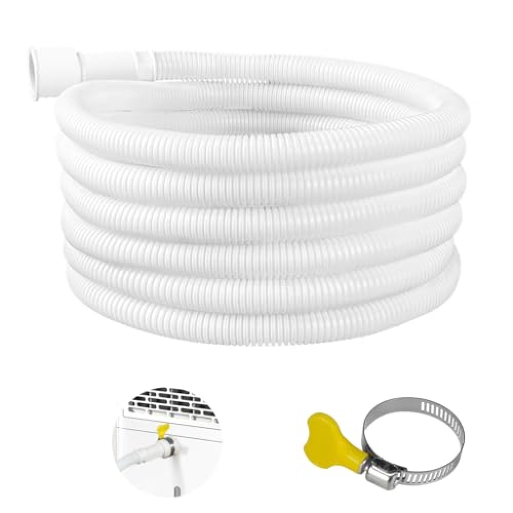 Mewcooss 13 FT Universal Dehumidifier Drain Hose, 3/4" FHT Flexible Drain Hose with Cuttable Rubber Adapter & Connect Clamp, PVC Drain Hose Replacement for Most Dehumidifiers Air Conditioners Air Purifiers - Humidifiers Fiyatı
