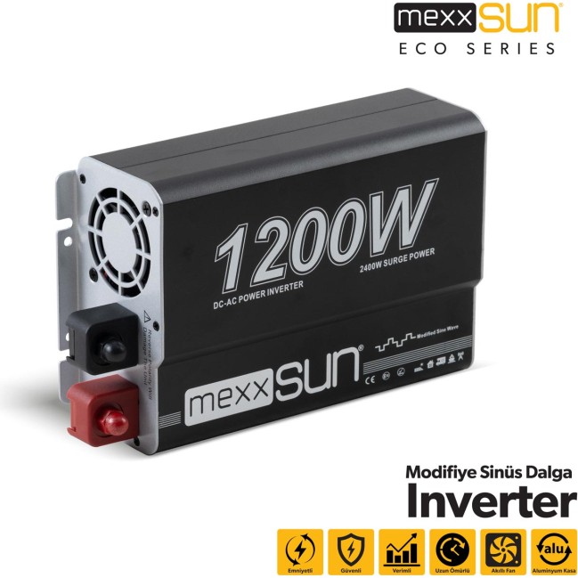 Mexxsun Modifiye Sinus 12V 1200W Inverter Alüminyum Kasa ile Güvenli Enerji Dönüşümü Diğer Fiyatı