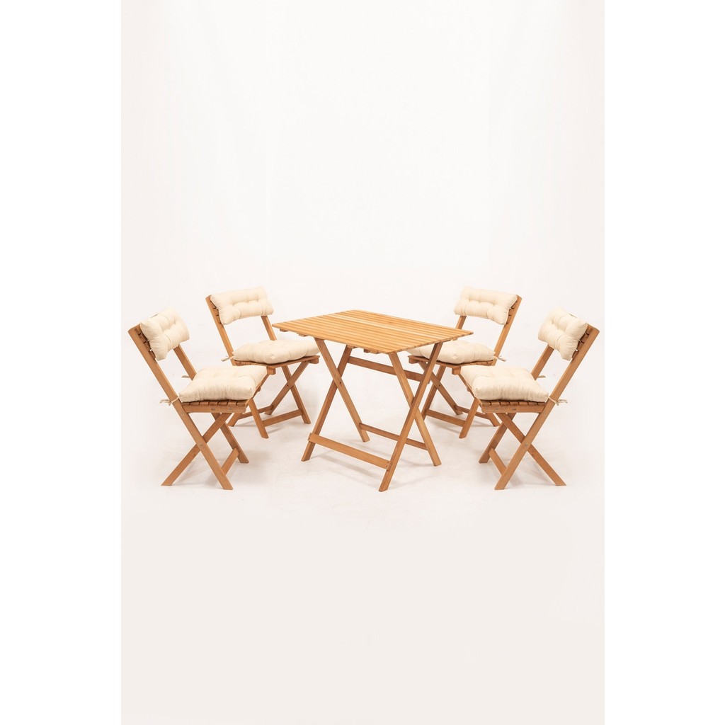 Meya Dekor 4+1 Minderli Balkon Bahçe Mutfak Bistro Set Katlanır Masa-Sandalye - 60*80 cm - Krem SSD / Solid State Drive Fiyatı