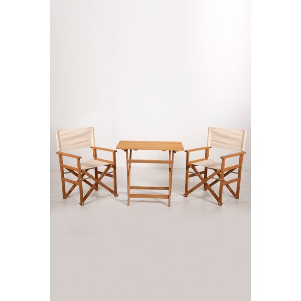 Meya Dekor Bahçe&balkon&teras&cafe 3'lü Rejisör Masa-Sandalye Takımı (60X80CM Masa) - Bej - 60x80 cm Masa - Sandalye Seti / Takımı Fiyatı